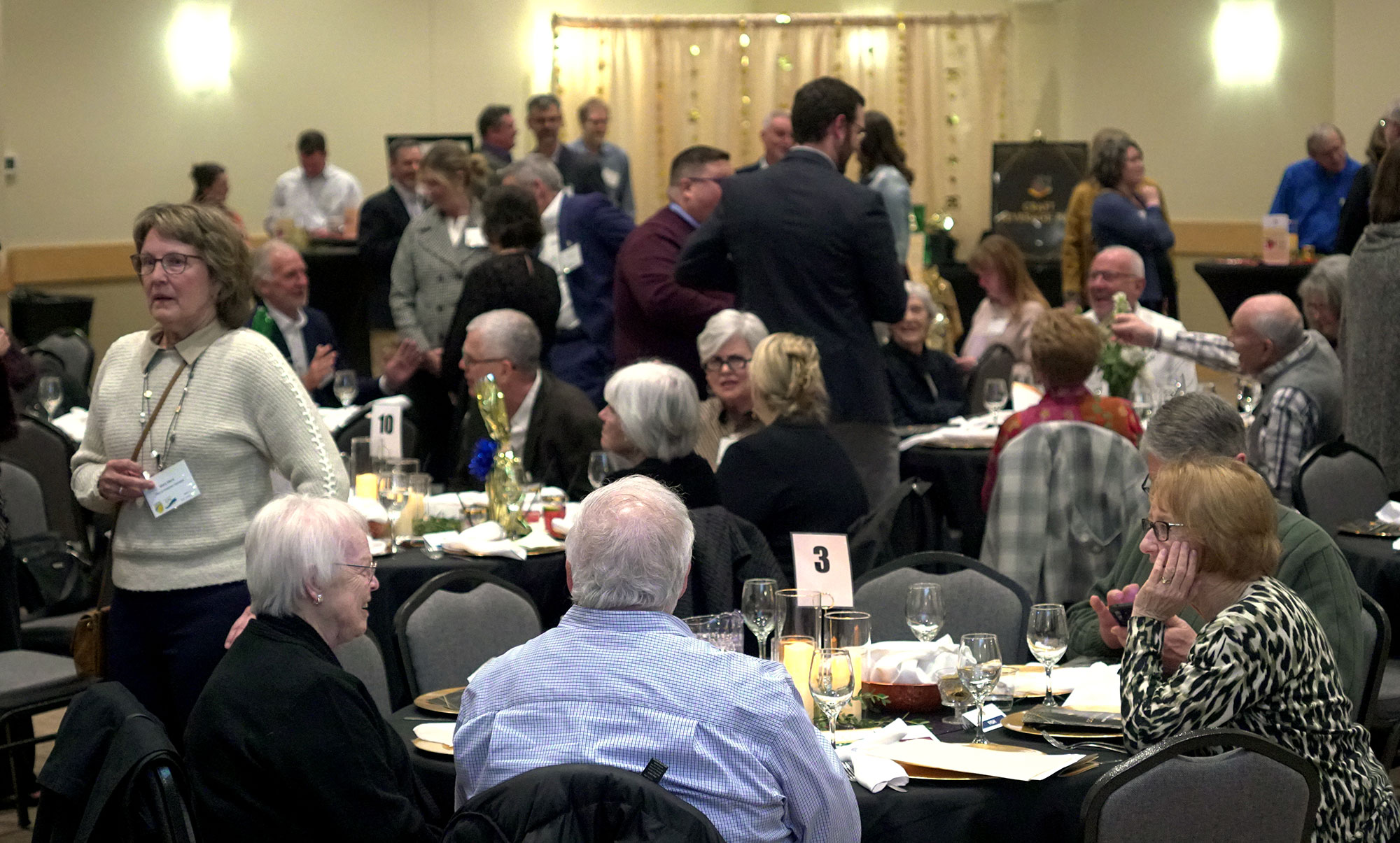 Crowd at Scholardazzle Event Sitting at Tables Some Standing