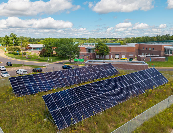 Campus solar array at Anoka-Ramsey Cambridge campus