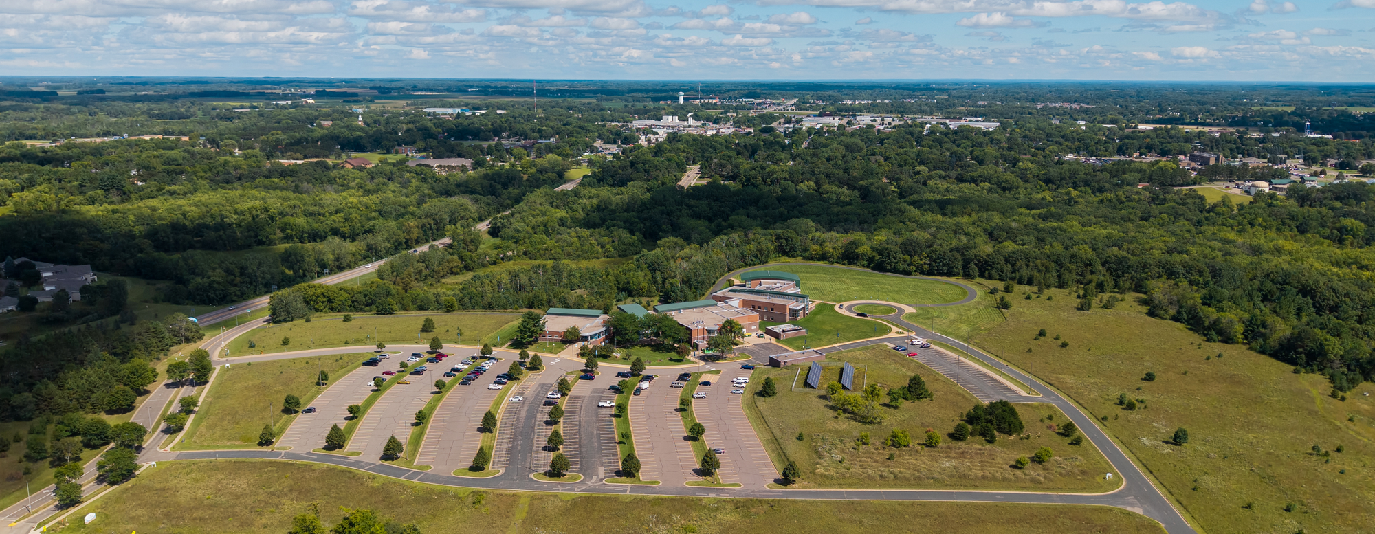 Aerial view of Cambridge Campus facing east 