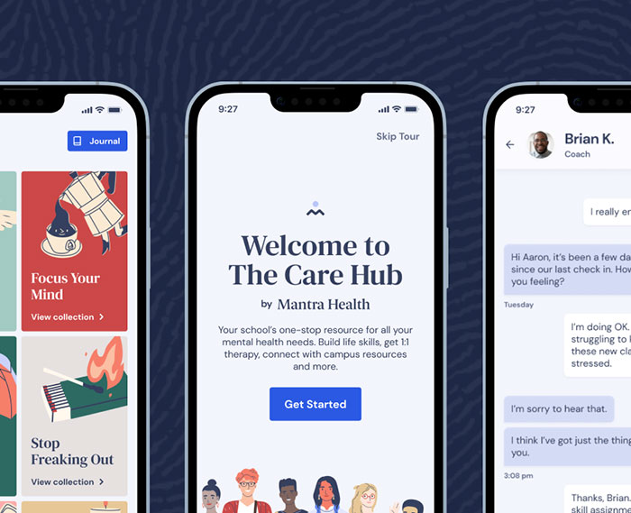 Screenshot of virtual mental health hub
